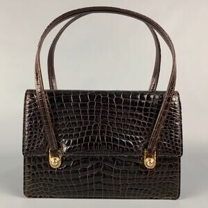 Vintage SACHA Brown Textured Alligator Leather Handbag